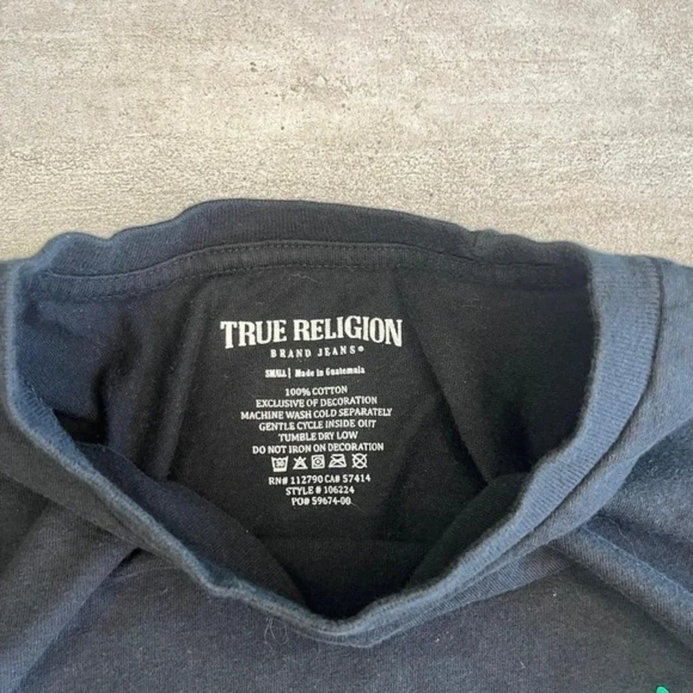True‎ Religion black t-shirt with green logo